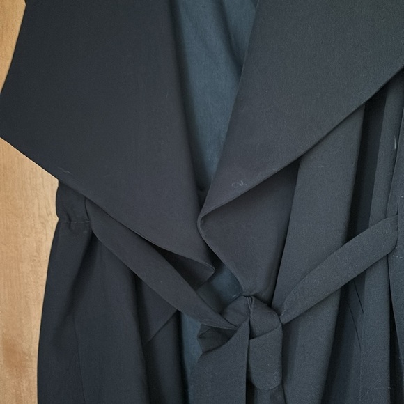 Zara Basics Black Tie Belted Vest Medium Lined - Picture 2 of 5